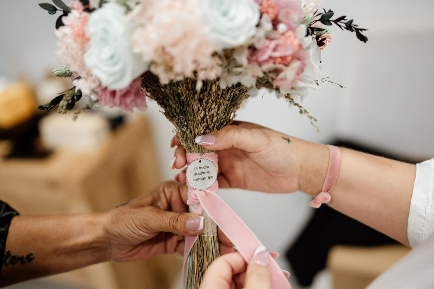 Medalla / Chapa para Ramo de Novia Personalizada