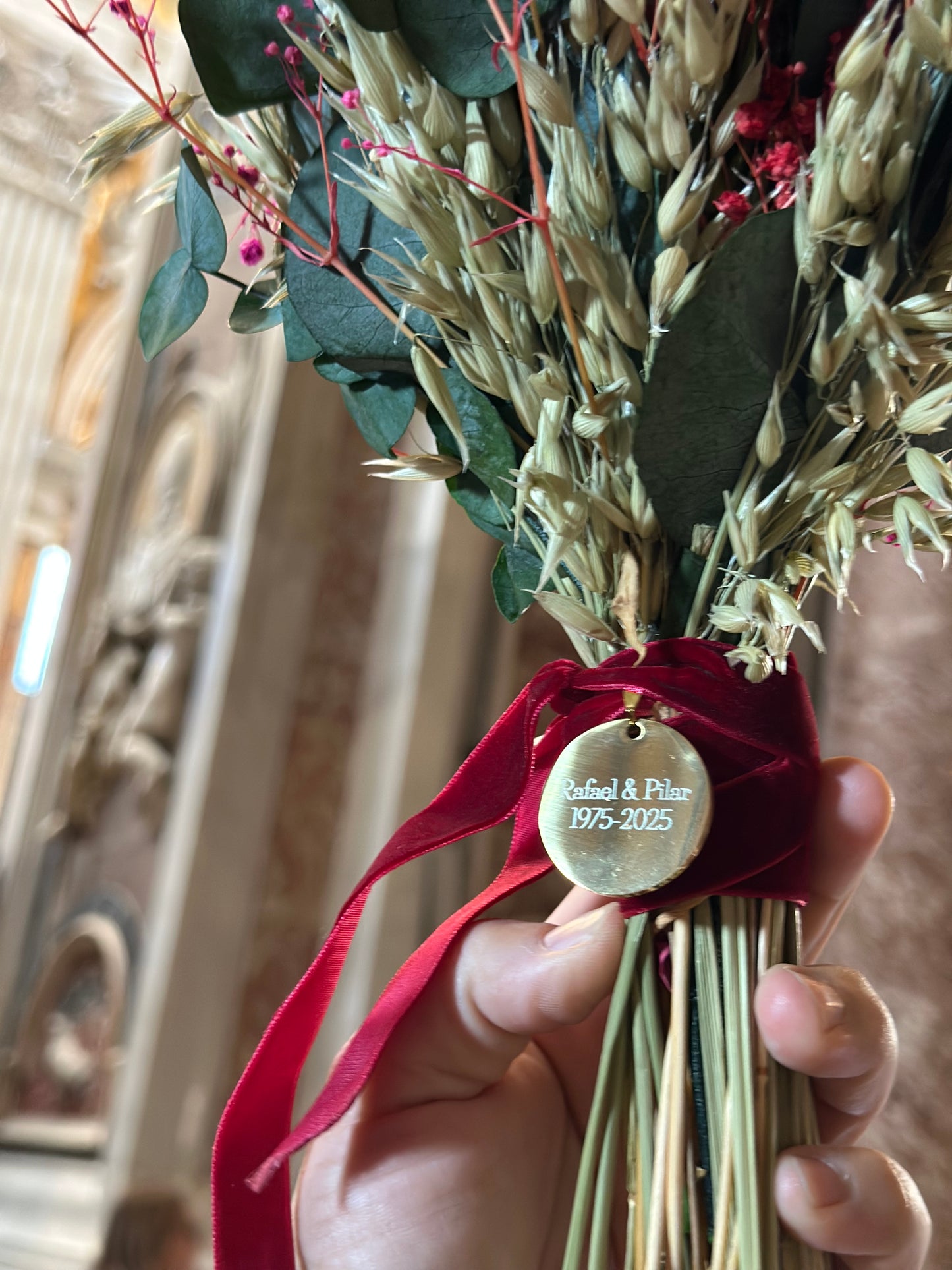 Medalla / Chapa para Ramo de Novia Personalizada