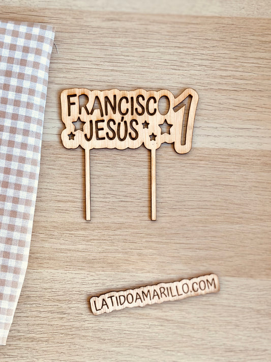 Topper madera para tartas.