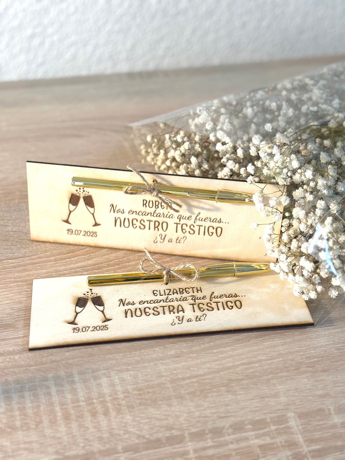 Placa de madera testigos