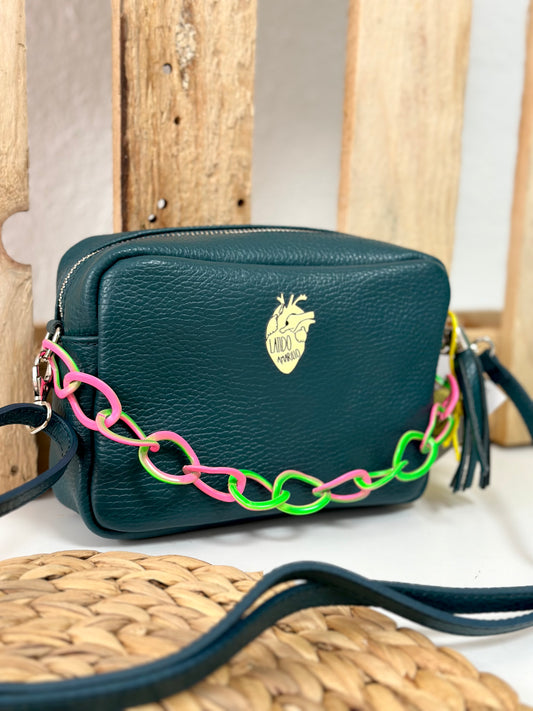 Bolso piel logo verde
