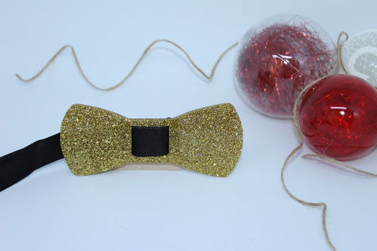 Pajarita Metacrilato Dorado Glitter