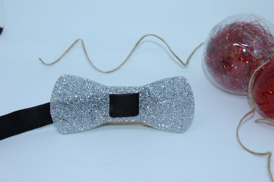 Pajarita Metarilato Plata Glitter