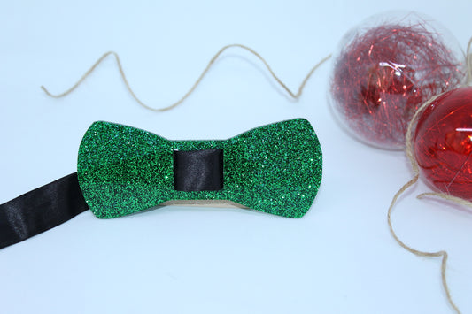 Pajarita Metacrilato Verde Glitter